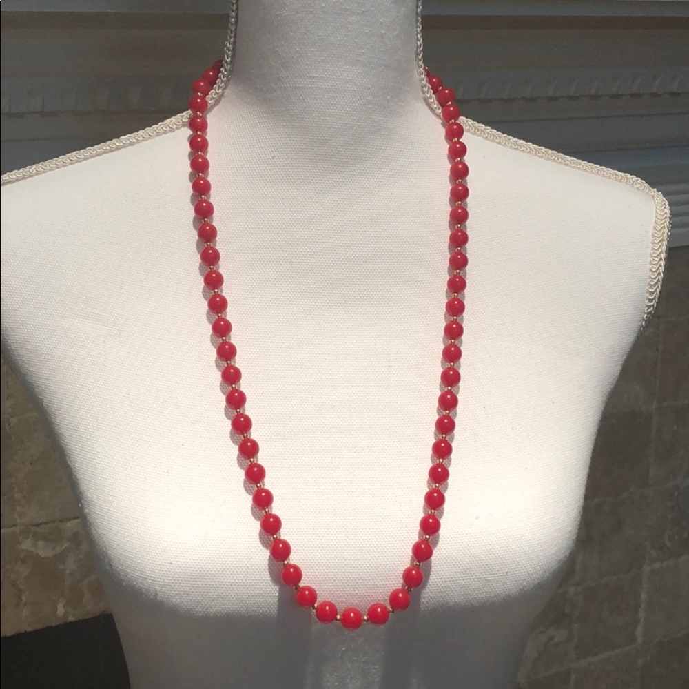 Vintage Monet cherry red bead necklace